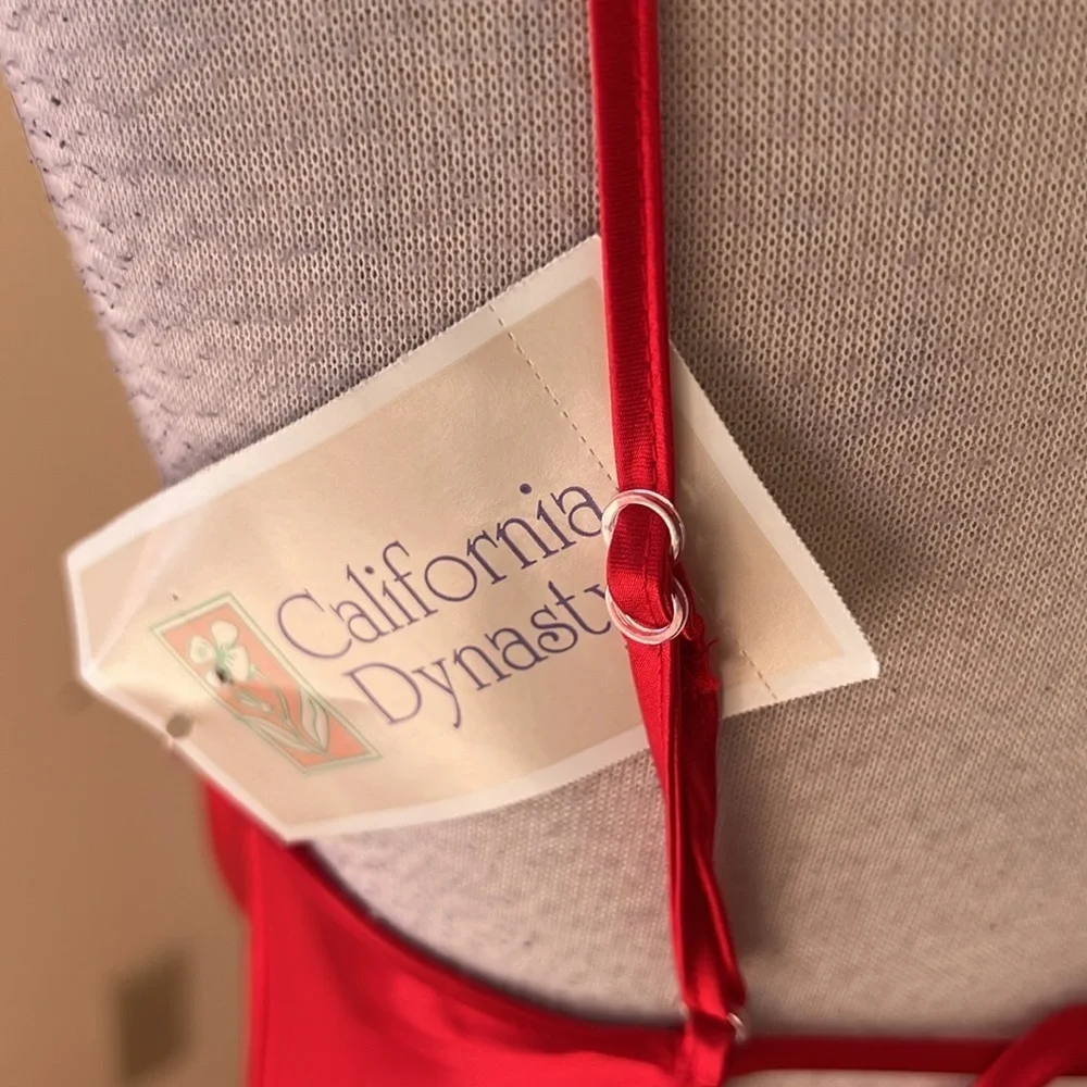 New! California Dynasty red medium cowl sleepwear slip dress.